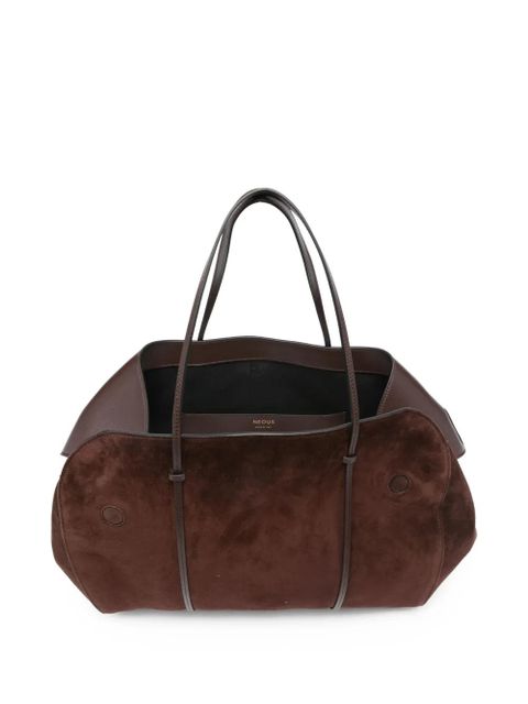 NEOUS leather-trimmed suede shoulder bag - Brown