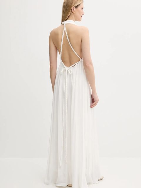 Answear.LAB sukienka kolor biały maxi rozkloszowana