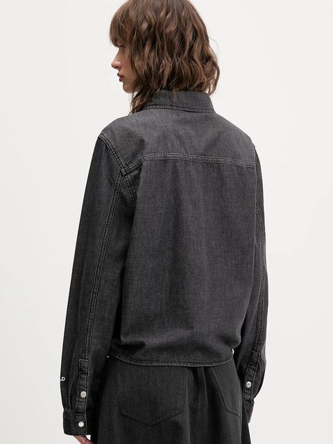 Karl Lagerfeld Jeans koszula jeansowa damska kolor szary relaxed z kołnierzykiem klasycznym A4W11001 - zdjęcie produktu nr 2