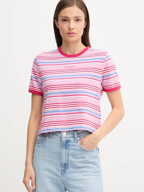 Tommy Jeans t-shirt bawełniany damski kolor różowy DW0DW21391 - zdjęcie produktu nr 1