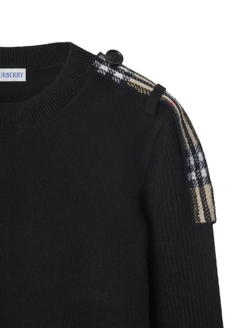 Burberry checked-epaulettes sweater - Black