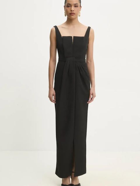 Answear.LAB sukienka kolor czarny maxi dopasowana