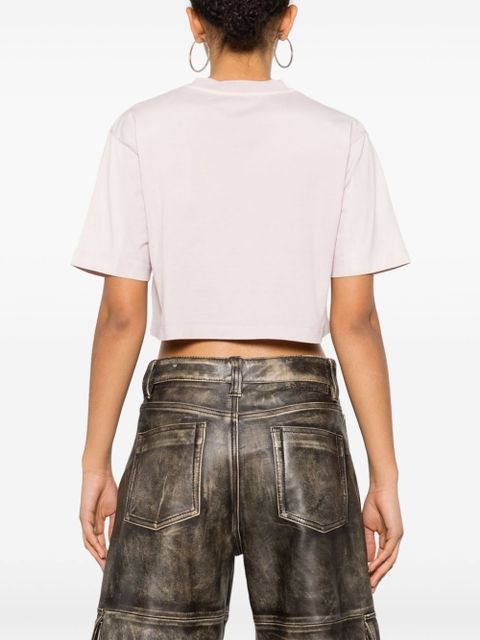 Off-White rubberised-logo cropped T-shirt - Pink