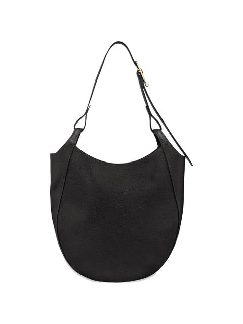 Longchamp curved leather shoulder bag - Black