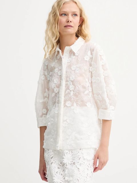 MUNTHE koszula PUST damska kolor biały regular z kołnierzykiem klasycznym 252101725225 - zdjęcie produktu nr 1