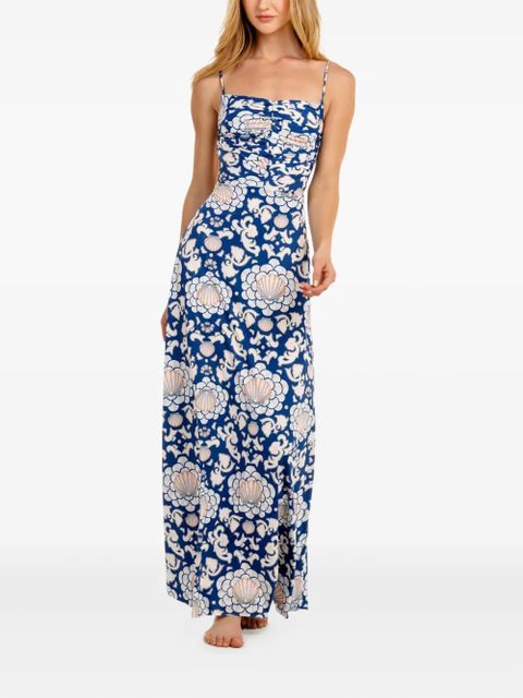 Agua By Agua Bendita Arista open-back shell-print maxi dress - Blue - zdjęcie produktu nr 2