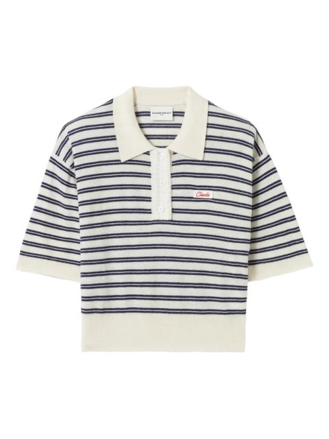 Claudie Pierlot striped embroidered-logo polo top - Neutrals - zdjęcie produktu nr 1