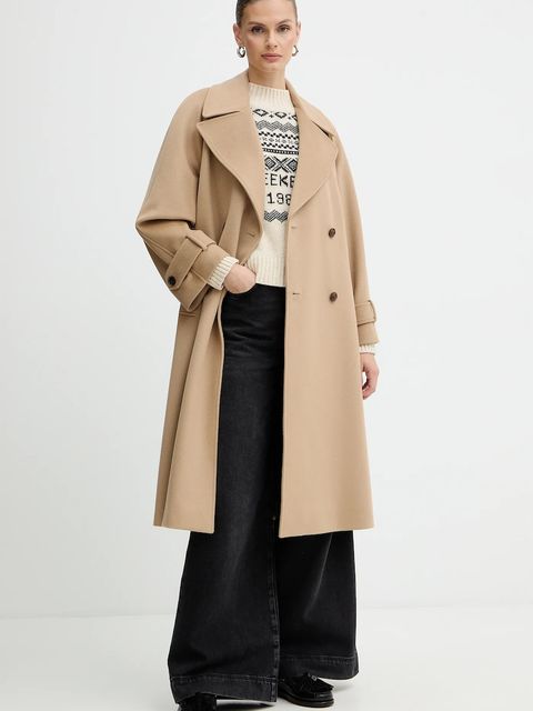 Marella płaszcz wełniany kolor brązowy 2523016071200 - zdjęcie produktu nr 2