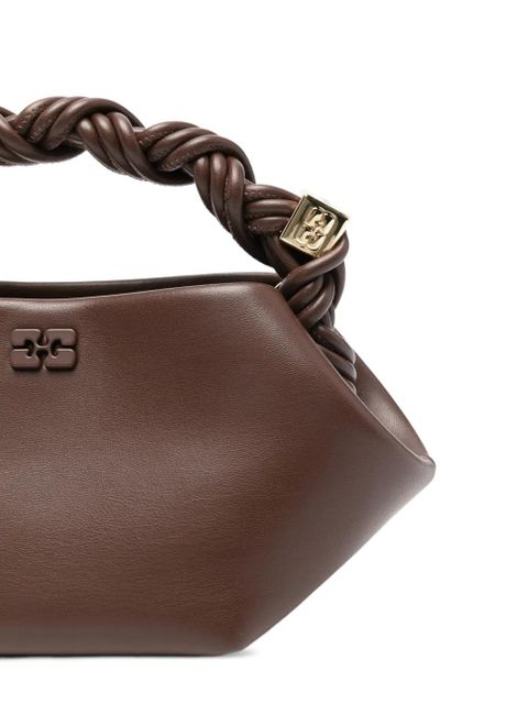 GANNI twisted-handle logo tote bag - Brown