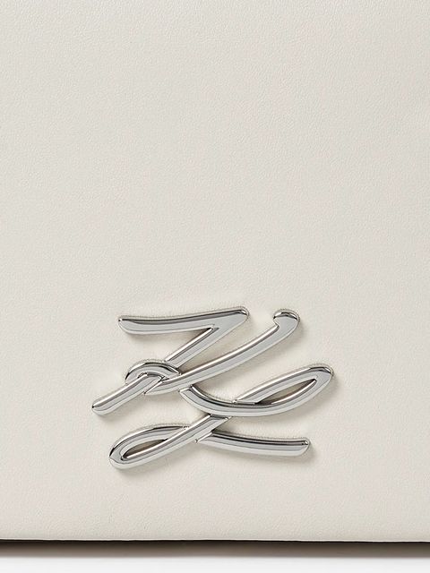 Karl Lagerfeld torebka skórzana K/AUTOGRAPH kolor biały A1W30174