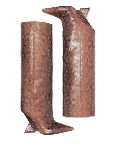 The Attico 105mm Cheope snakeskin wedge boots - Brown