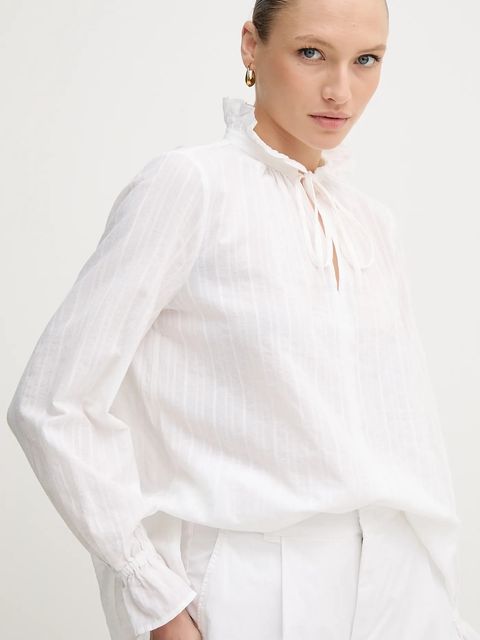 Marc Aurel bluzka bawełniana damska kolor biały gładka 6300-1000-93431