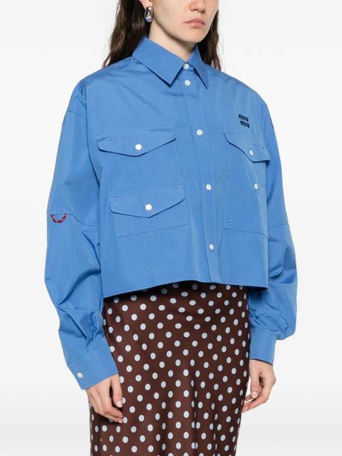Miu Miu logo-embroidered shirt - Blue