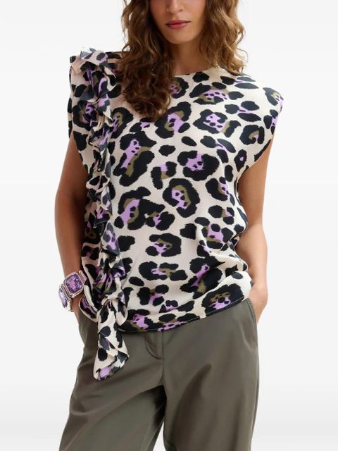 Essentiel Antwerp ruffle-detail leopard-print blouse - Neutrals