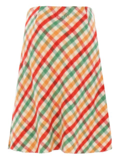Miu Miu checked wool-blend skirt - Green - zdjęcie produktu nr 2