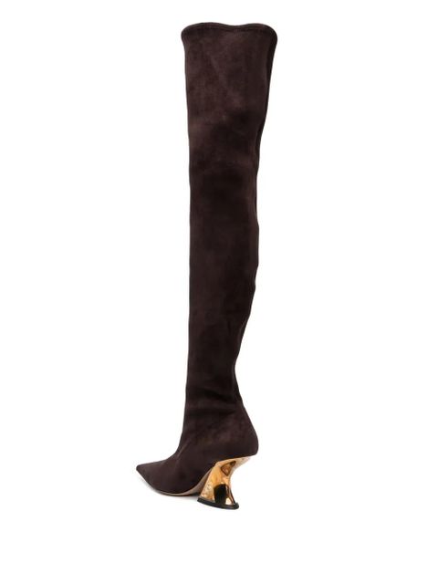 Casadei 100mm thigh-high suede boots - Brown