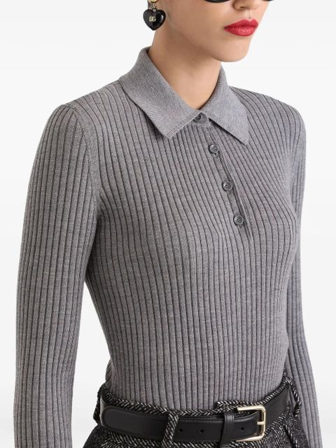Dolce & Gabbana ribbed polo top - Grey