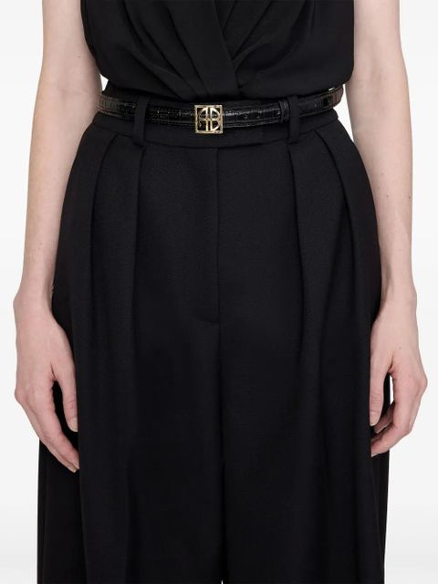 ANINE BING monogram-plaque belt - Black