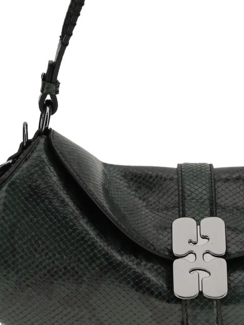 GANNI B-Kat snake-effect buckle shoulder bag - Green