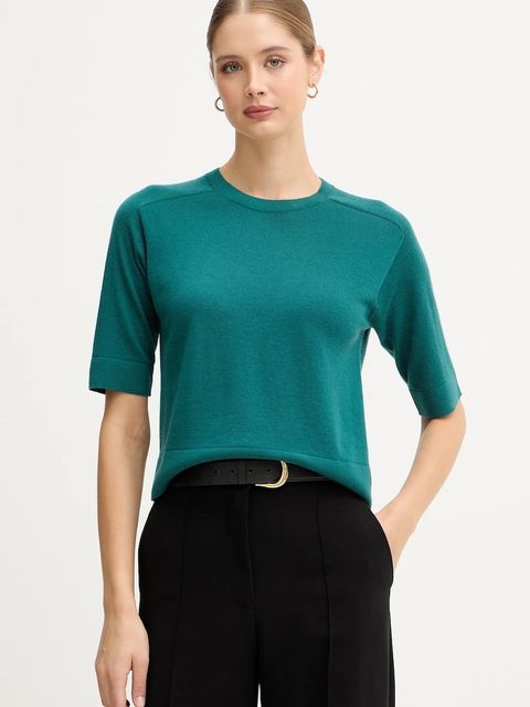 United Colors of Benetton sweter wełniany damskie kolor zielony lekki 11AHD10E6 - zdjęcie produktu nr 1