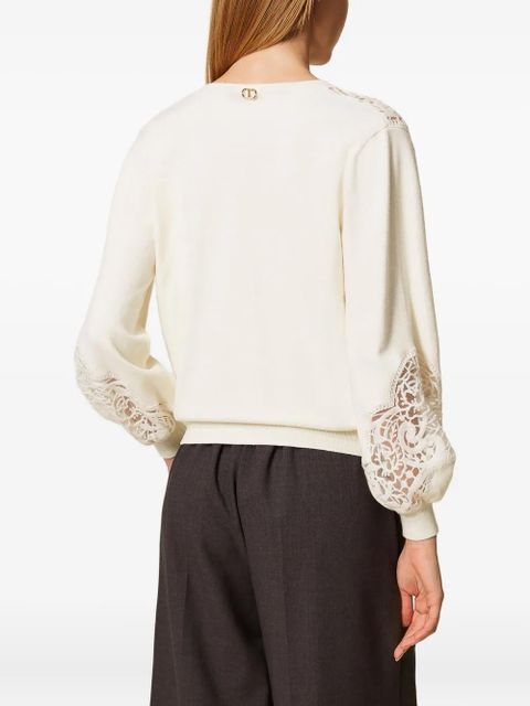 TWINSET embroidered v-neck sweater - White