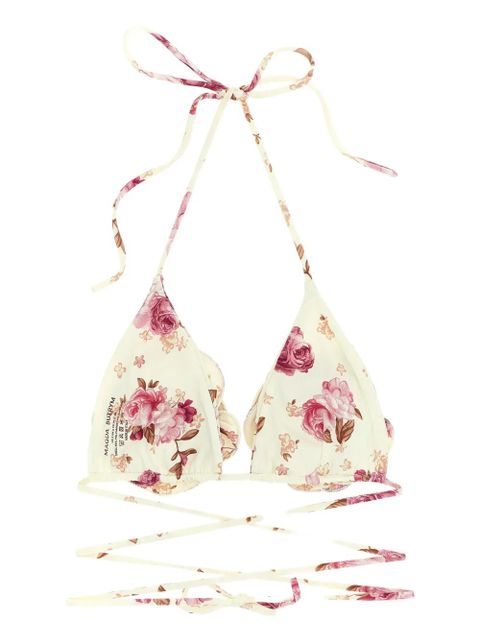 Magda Butrym floral-print bikini top - Neutrals