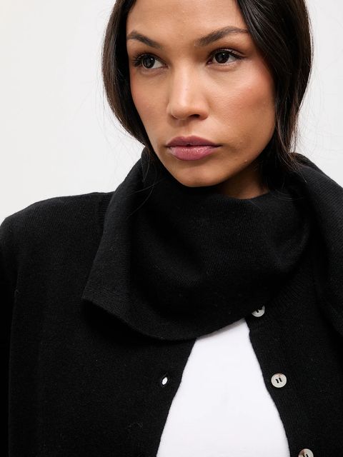 Answear.LAB kardigan z wełny merino z apaszką damski kolor czarny lekki