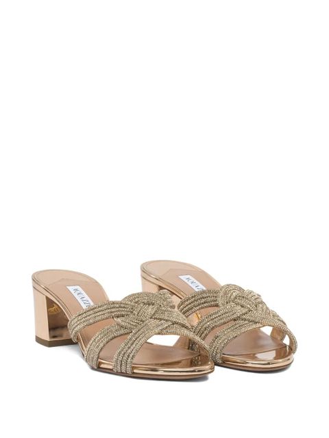 Aquazzura Felix crystal-embellished block-heel sandals - Neutrals