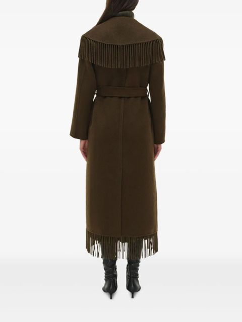 Simkhai fringe-trimmed belted coat - Brown