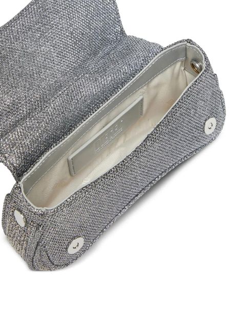 Diesel crystal-embellished logo-plaque clutch bag - Silver