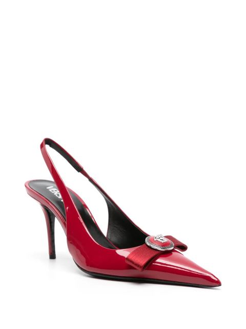 Versace 85mm Gianni-ribbon slingback pumps - Red