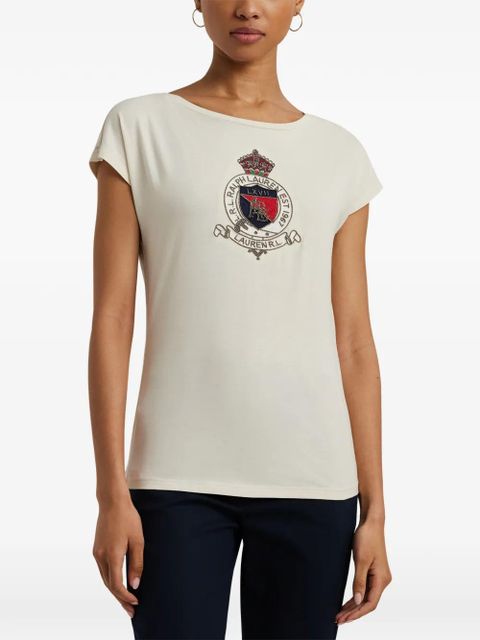 Lauren Ralph Lauren crest-patch cap-sleeve T-shirt - Neutrals