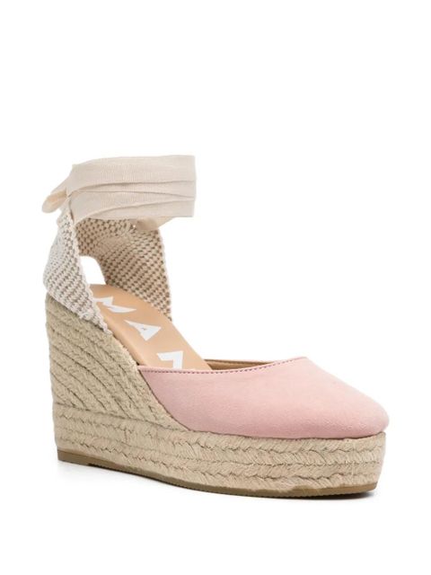 Manebi tie-fastening wedge espadrilles - Pink