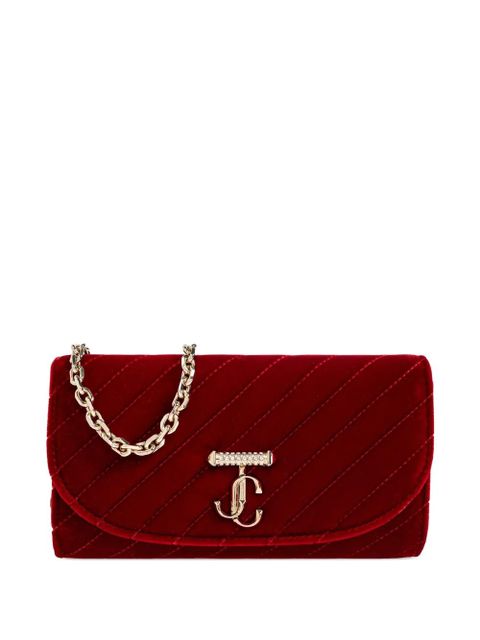 Jimmy Choo logo-embellishment velvet clutch bag - Red - zdjęcie produktu nr 1