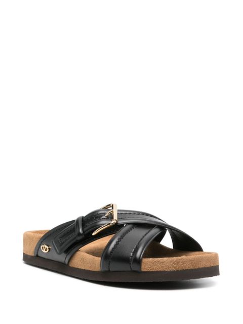Valentino Garavani VLogo-plaque leather slides - Black