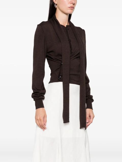 LEMAIRE tie-neck button-detail top - Brown