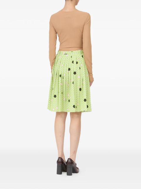 MM6 Maison Margiela floral-print pleated skirt - Green