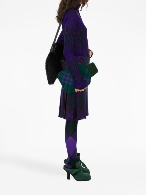 Burberry plaid-check rib-knit jumper - Purple