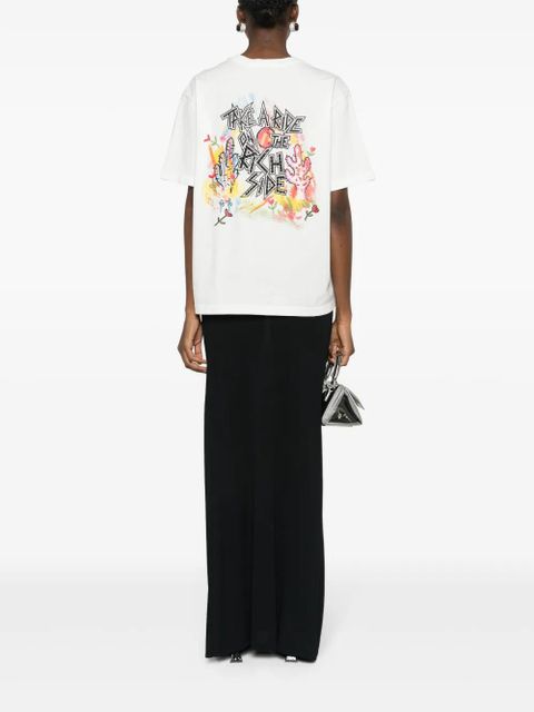 Alessandra Rich crystal-embellished graphic-print T-shirt - White - zdjęcie produktu nr 2