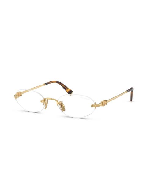 Miu Miu Eyewear oval rimless glasses - Gold - zdjęcie produktu nr 2