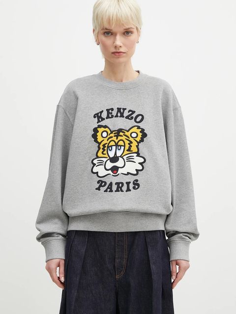 Kenzo bluza bawełniana x Verdy kolor szary z nadrukiem FF58SW2394MF.94