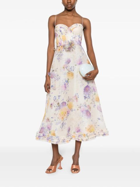 ZIMMERMANN floral tie-waist midi dress - Neutrals - zdjęcie produktu nr 2