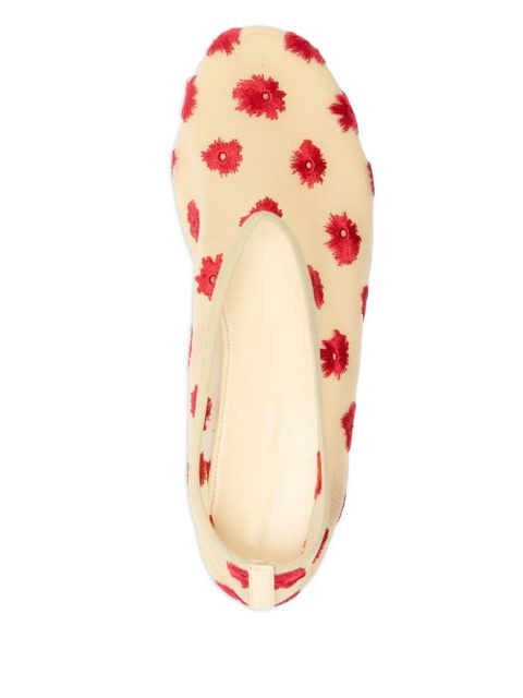 Proenza Schouler Tee floral-embroidered ballet flats - Neutrals