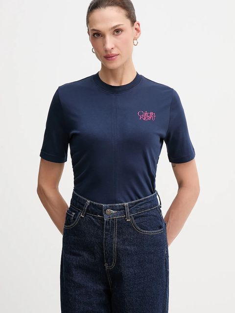 Calvin Klein Jeans t-shirt bawełniany damski kolor granatowy LV047D211G