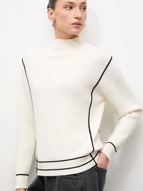 Answear.LAB sweter z kaszmirem damski kolor beżowy z półgolfem