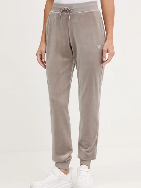 Guess spodnie dresowe welurowe COUTURE damskie kolor beżowy gładkie V3BB27 K0232 - zdjęcie produktu nr 1