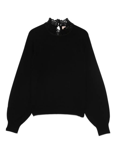 TWINSET lace-insert high-neck sweater - Black - zdjęcie produktu nr 1