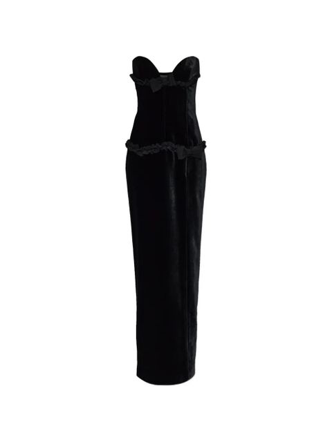 Alessandra Rich ruffled bow-detail maxi dress - Black - zdjęcie produktu nr 1