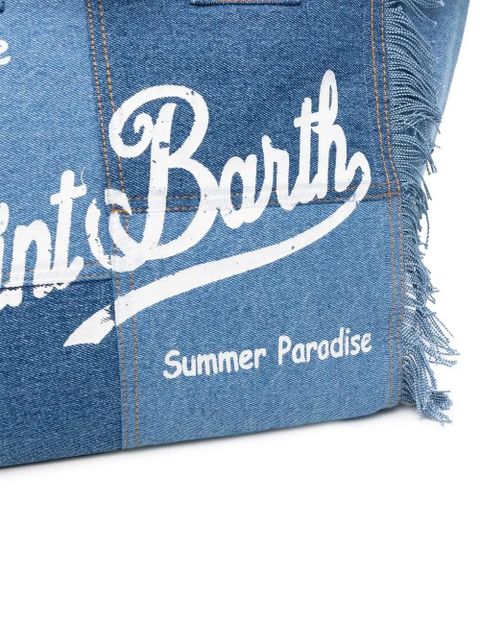 MC2 Saint Barth Vanity fringed denim tote bag - Blue