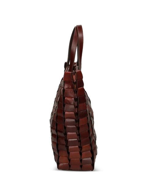 DRAGON DIFFUSION woven handle tote bag - Brown